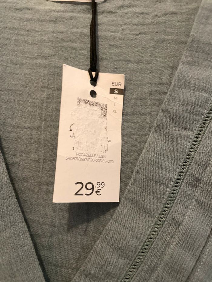 Blouse bleue grise neuve taille S camaïeu - photo numéro 6