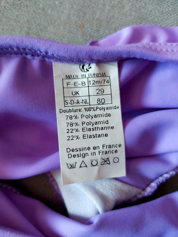 Bas de maillot fille 12 mois – Violet à volants – Carvico – Neuf - photo numéro 5