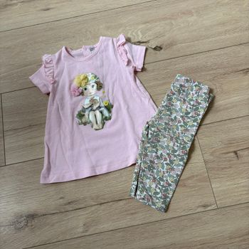 Ensemble bébé fille PLUS 12 mois t-shirt rose + legging fleuri