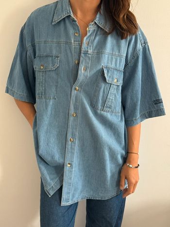 Chemise jean denim adventure vintage USA manches courte XL top état