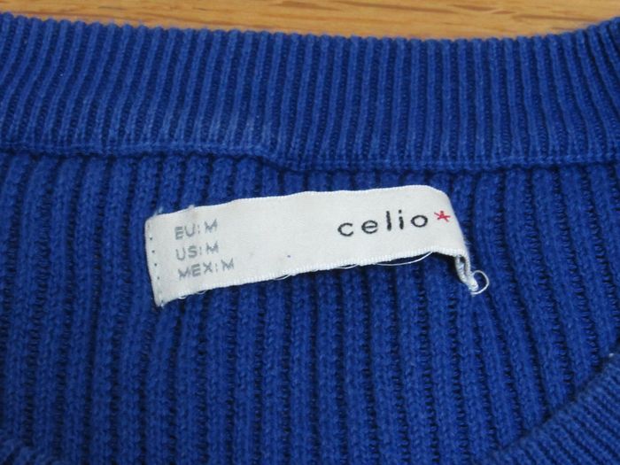 Pull Celio bleu en maille - Taille M - photo numéro 5