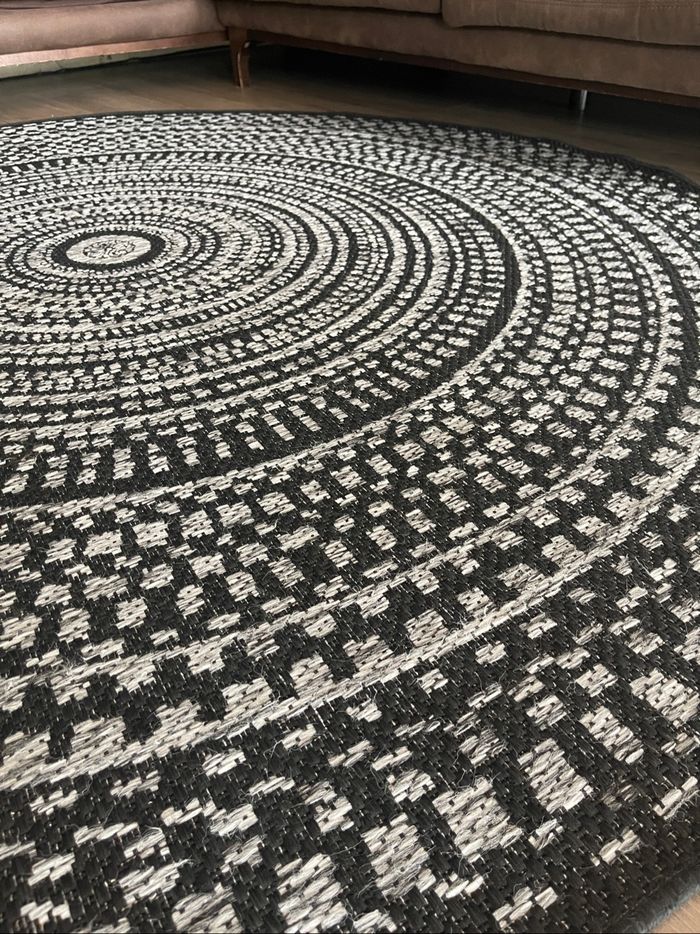 Tapis noir blanc rond 200cm - photo numéro 5
