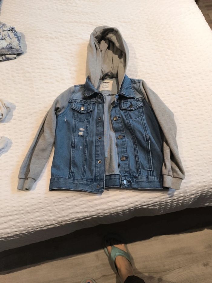 Veste jean et tissu