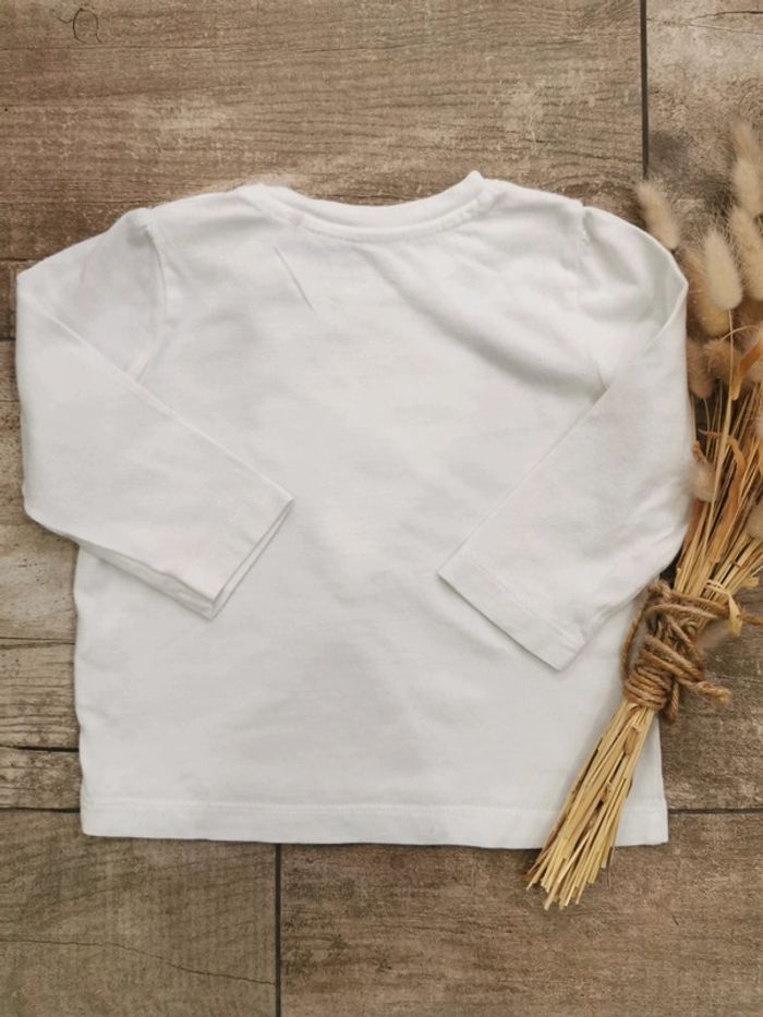 🌺Esprit Joli teeshirt manches longues blanc 9mois - photo numéro 4