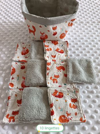 Panier et 10 lingettes lavables