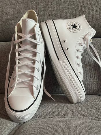 Converse plate-forme blanche cuir véritable 39