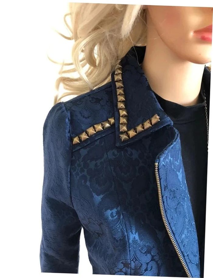 Veste jacquard bleue marine neuve avec rivets Beloved taille M (taille petit) - photo numéro 9