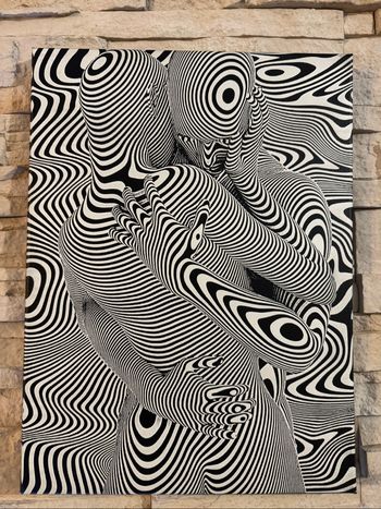 Tableau couple abstrait noir et blanc en toile 30x40cm