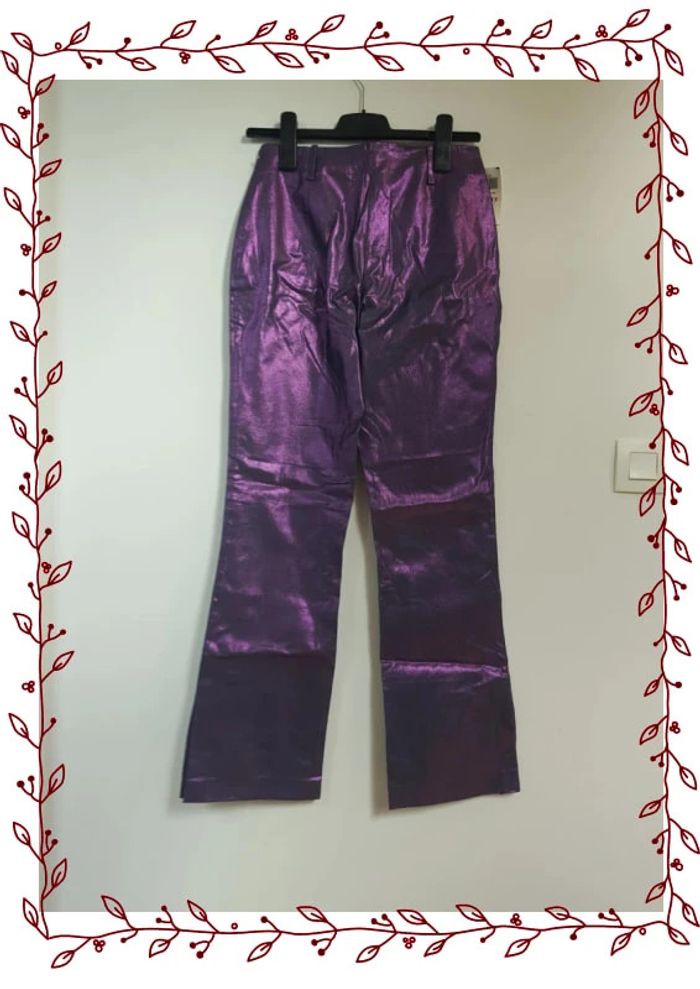 Pantalon Évasé Violet Pailleté taille 36 - photo numéro 5