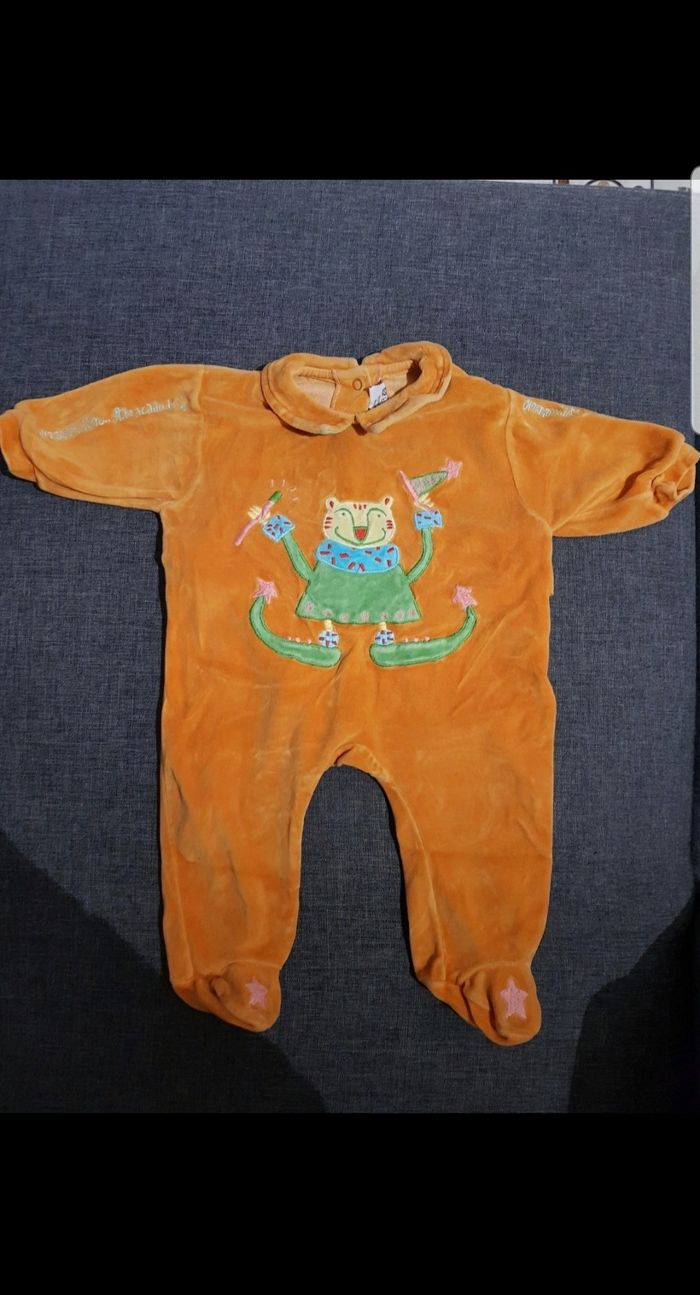 Grenouillère velours bébé mixte 3 mois