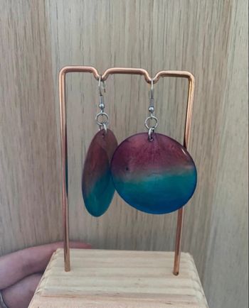 Boucles d'oreilles rose et bleu 