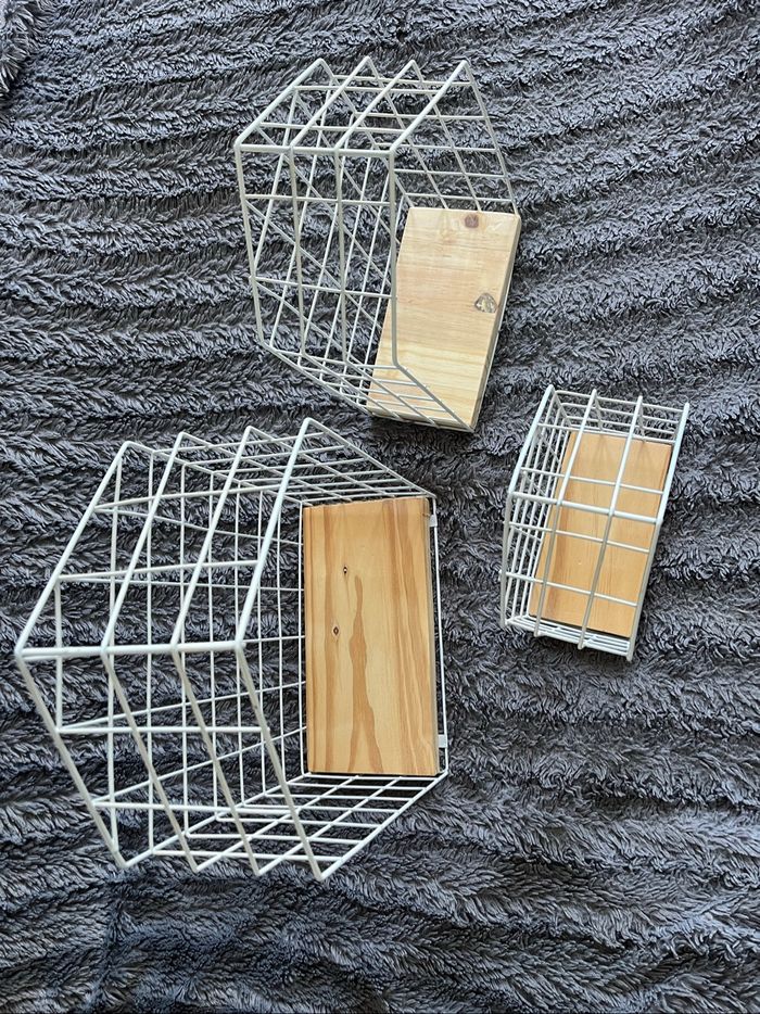 Étagères maison en acier blanc et bois - photo numéro 2