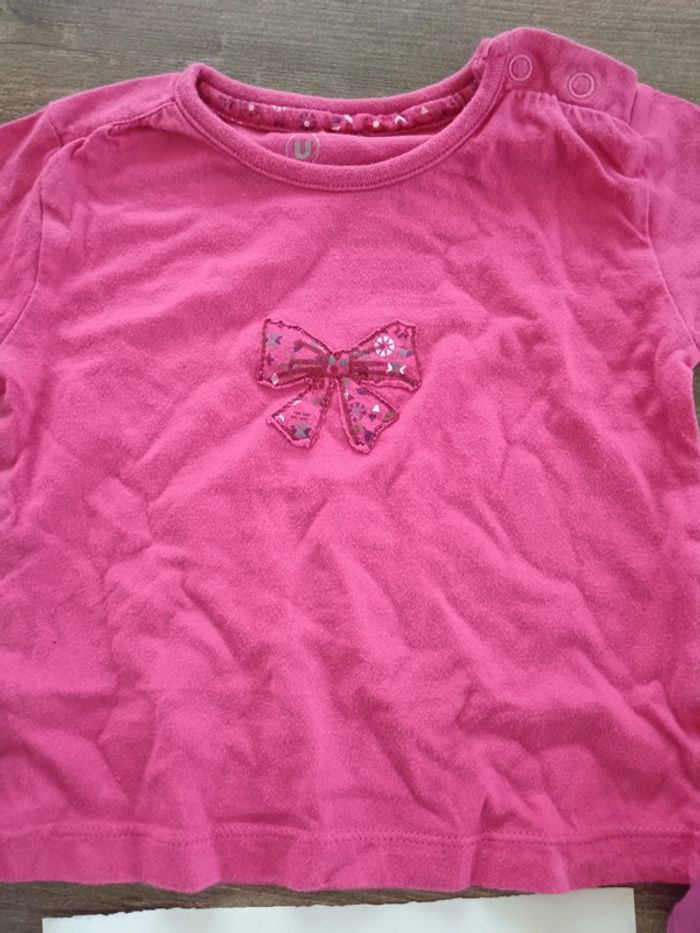 🌞 lot de 3 t-shirts fille 12 mois bon état - photo numéro 3