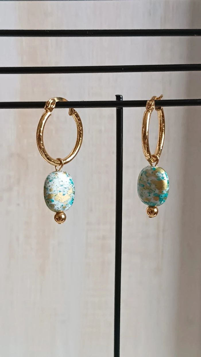 Jolies créoles à breloques en acier inoxydable