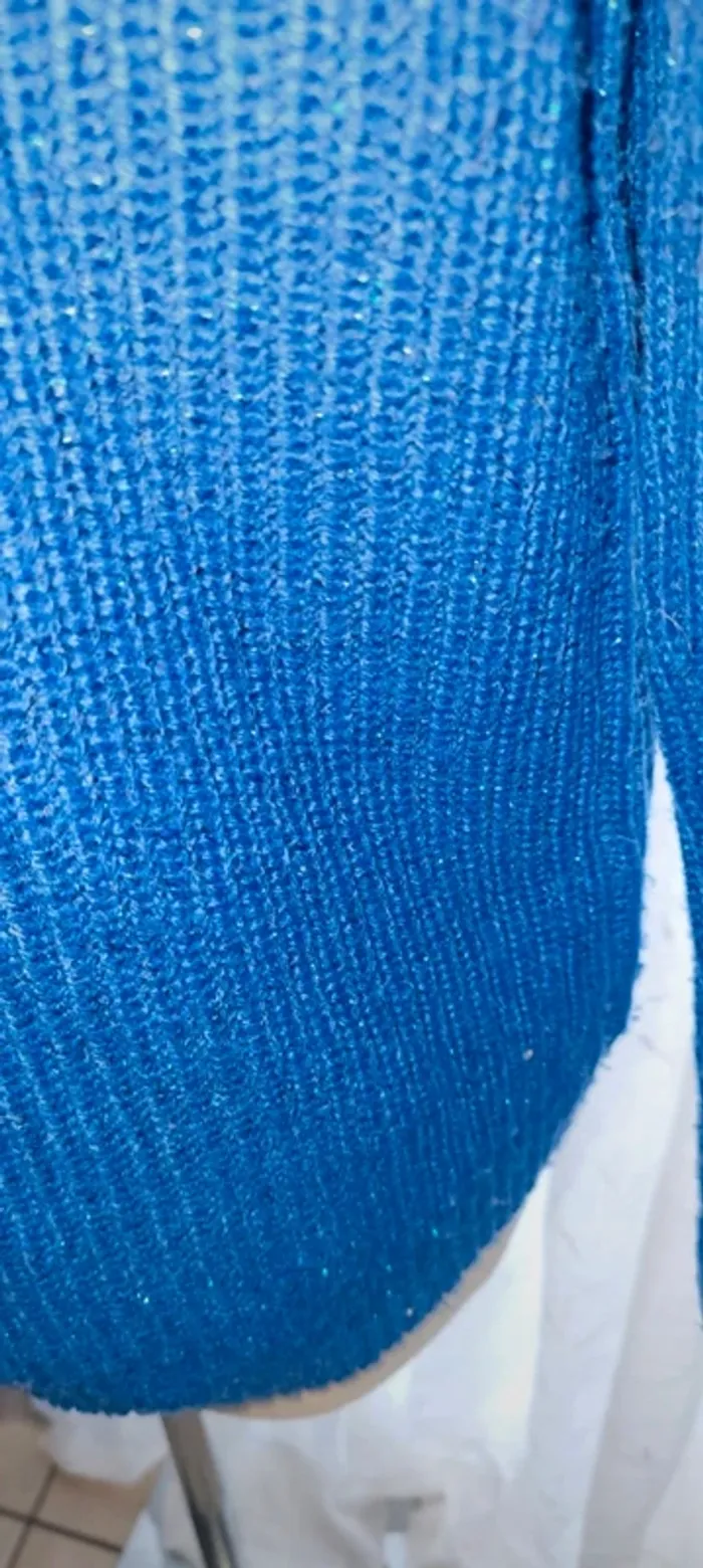 Pull en maille bleu pailleté Fransa M - photo numéro 6