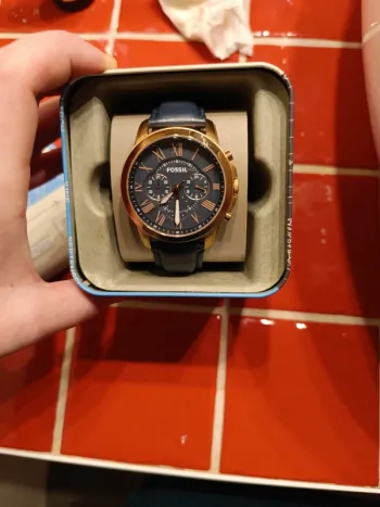 Montre Grant chronographe en cuir Bleu