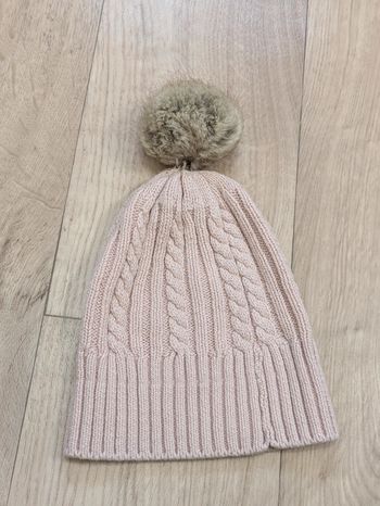 Bonnet rose à pompon 2-3 ans