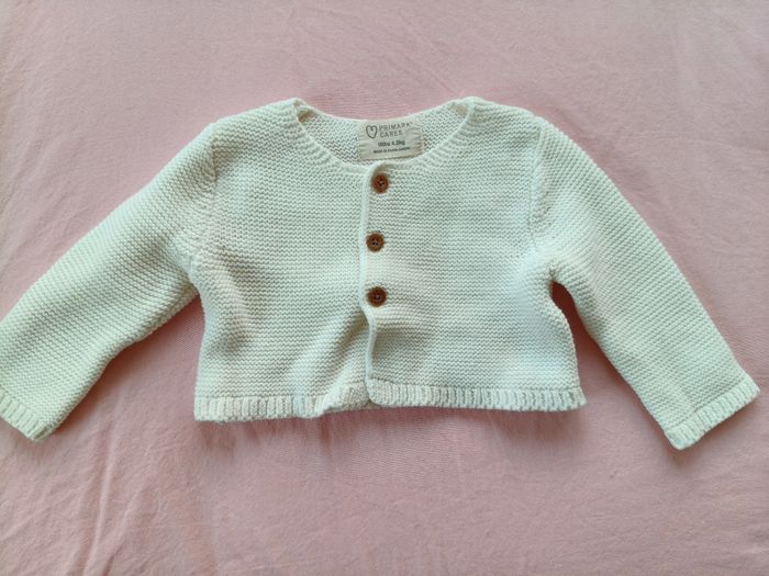 Gilet bébé mixte Primark Care blanc boutons 0-1 mois