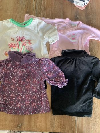 Lot de 4 tee-shirts manches longues fille 1 mois