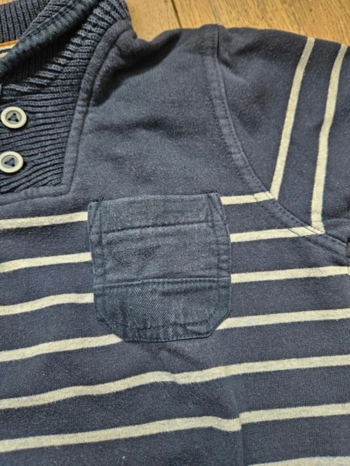 Pull à rayures bleu marine et gris Okaïdi 6 ans - photo numéro 2