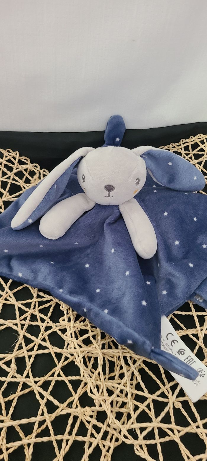 doudou plat lapin bleu marine gris simba toys - photo numéro 3