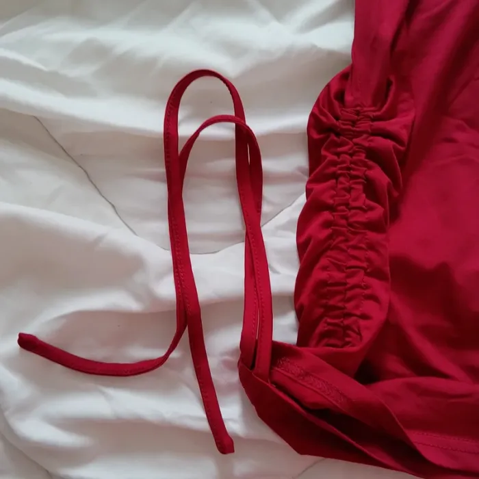 Débardeur rouge avec lacets - photo numéro 3