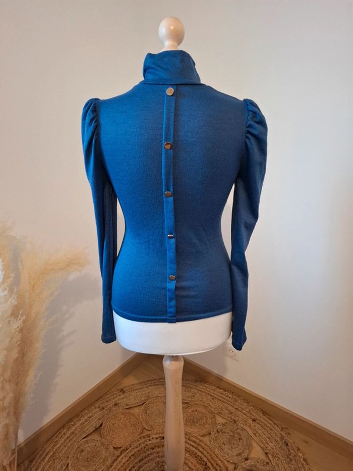 Sous-pull bleu à col roulé Emery Rose taille S 36 - photo numéro 8
