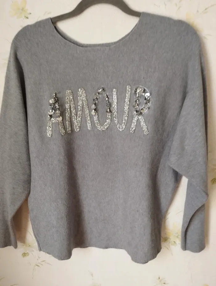 Pull fin gris taille M - photo numéro 2