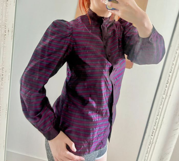 Blouse vintage violet à rayures t38 - photo numéro 2