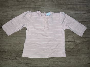 T Shirt rose à rayures blanches Tex baby 3 mois #Fille3mois