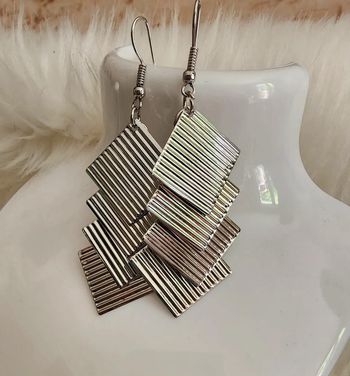 💎Boucles d’oreilles Pendantes Argenté Losanges 💎
