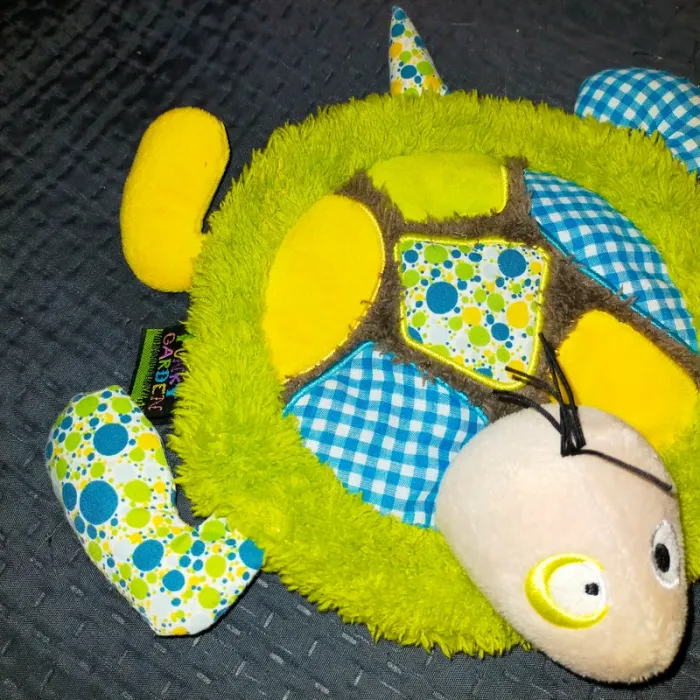 Doudou plat tortue vert jaune bleu Funky garden - photo numéro 2