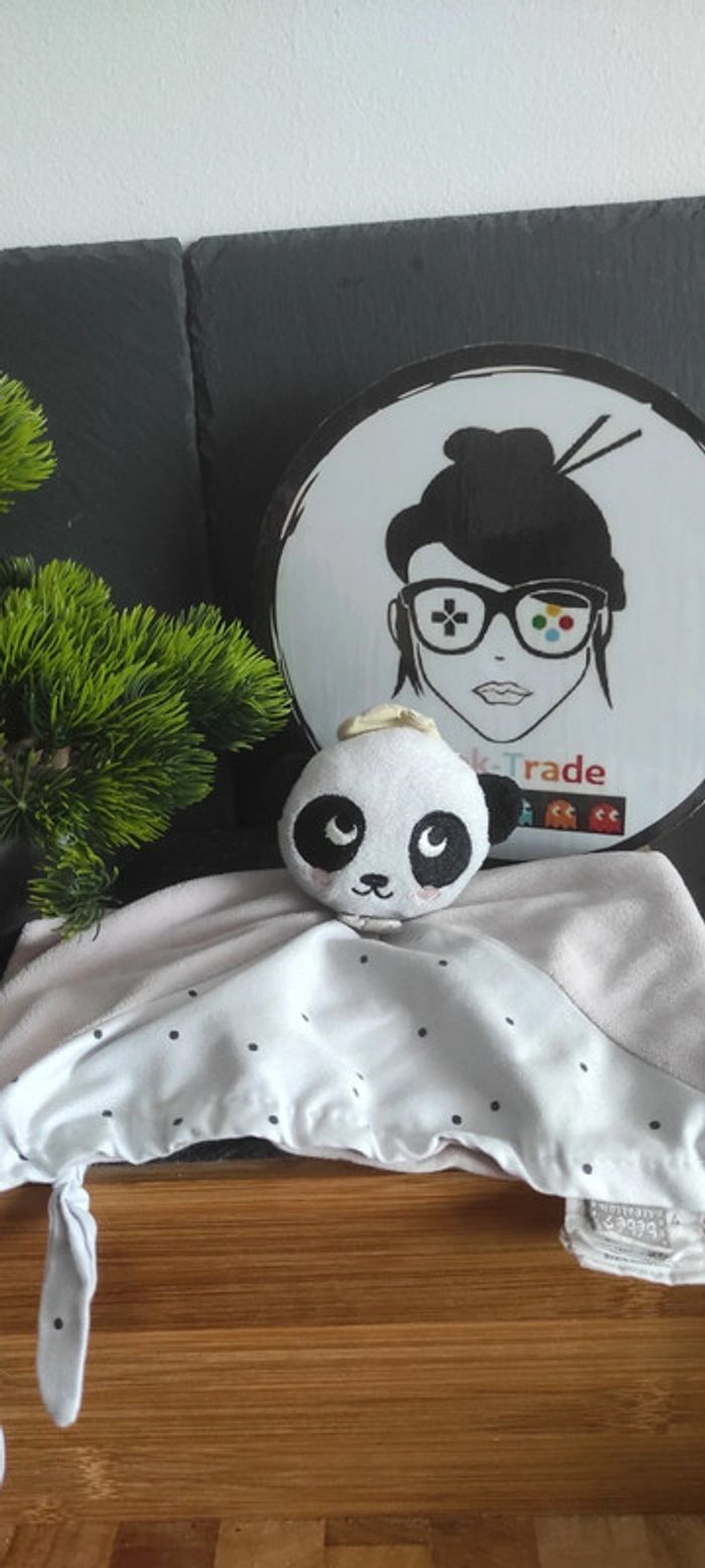 Doudou Bebe9 Bébé 9 Panda Rose Couronne Maniaque Pois Noeud blanc noir