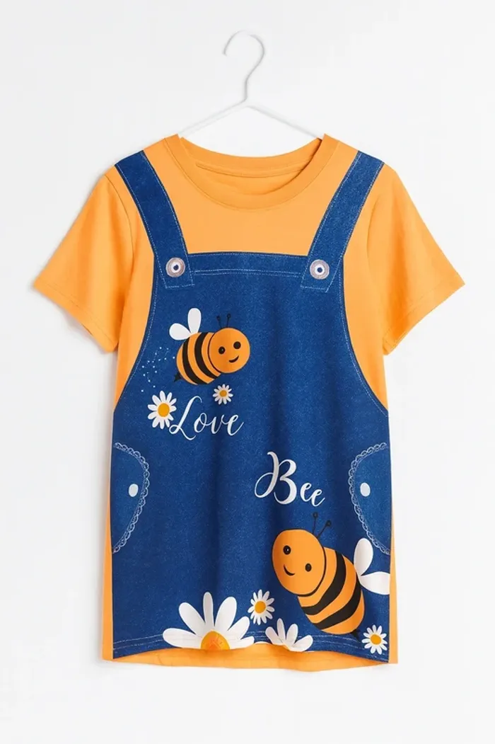 Robe t-shirt orange abeilles 6 ans – Neuf sans étiquette