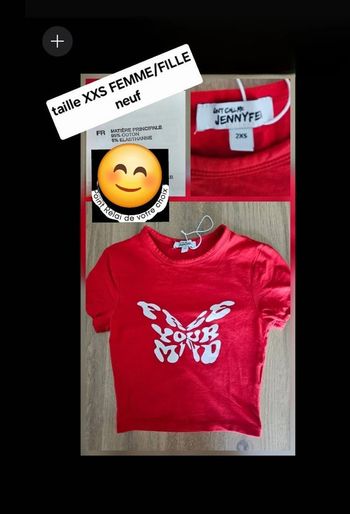 Teee shirt rouge xxs fille adolescente femme