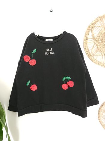 Sweat noir cerises à sequins réversibles Vertbaudet 4 Ans