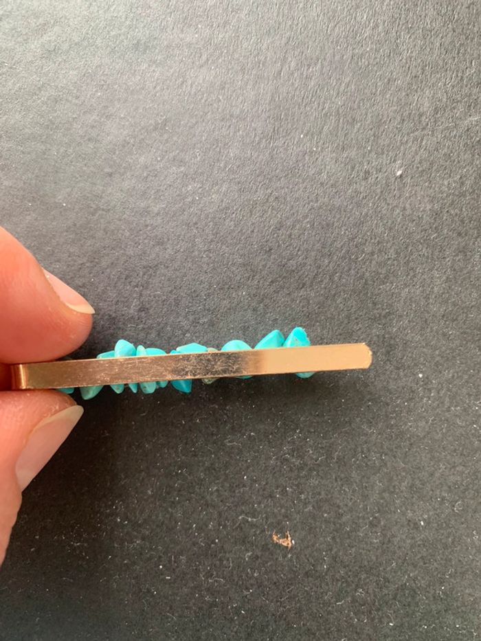 Barrette avec pierres turquoises - photo numéro 4