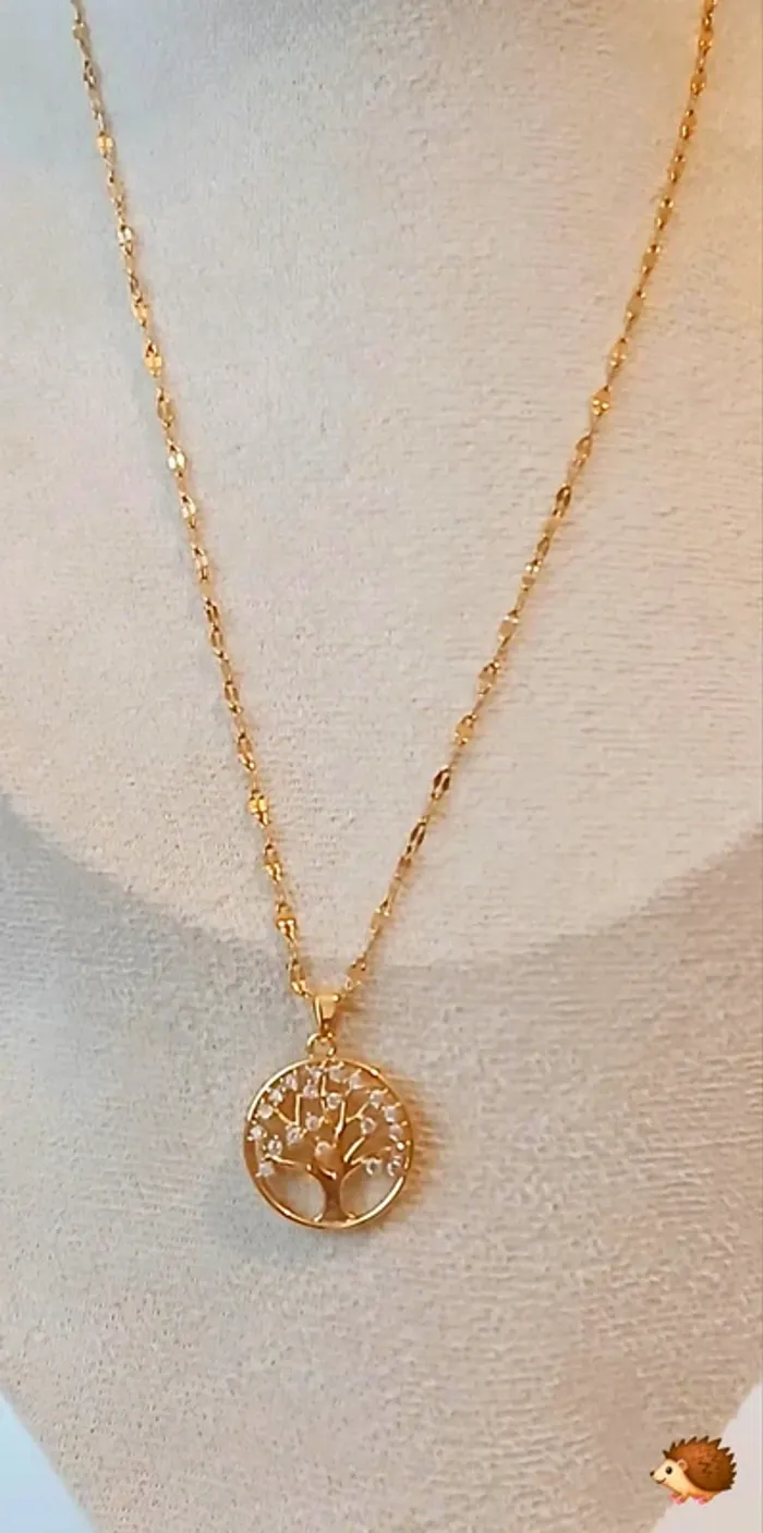 Collier doré arbre de vie pendentif strass – tendance et intemporel - photo numéro 3