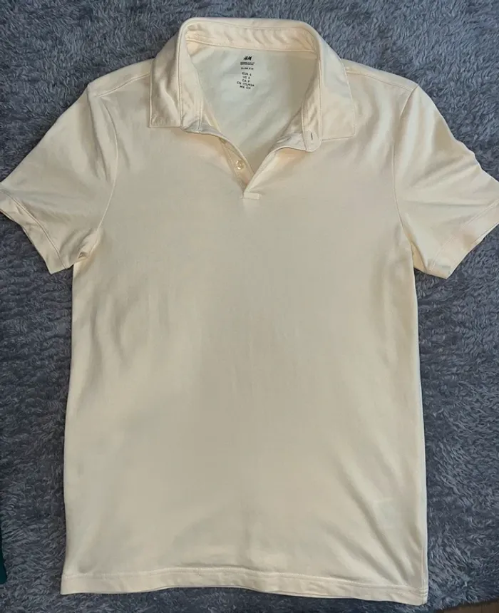 Polo manche courte H&M homme taille S couleur jaune pastel - photo numéro 2