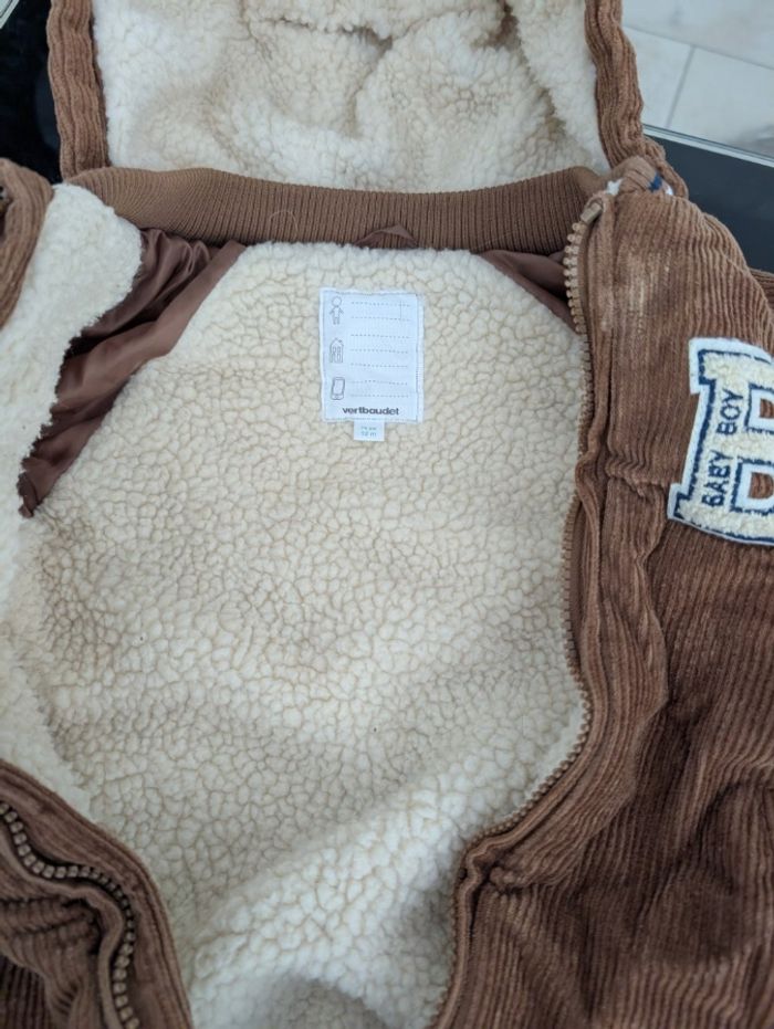 Combi-pilote en velours côtelé bébé avec pieds et moufles détachables - beige - photo numéro 2