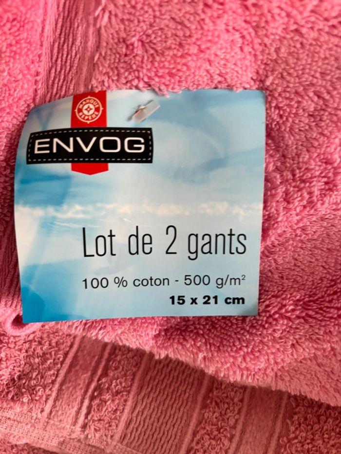 Lot 2 serviettes et gants rose Envog - photo numéro 2