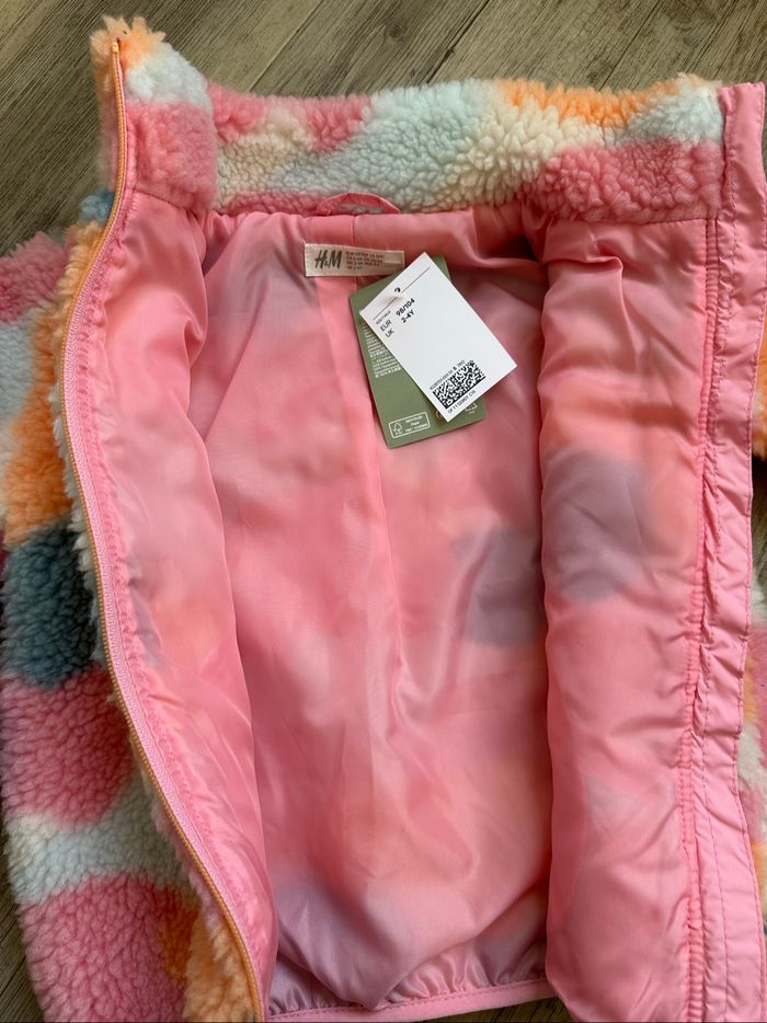 Veste Teddy camouflage rose orange h&m 2/4 ans - photo numéro 6