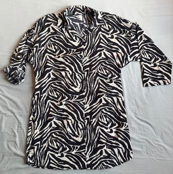 Robe tunique noire, motifs animaliers, Taille unique