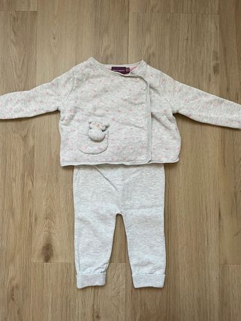 Ensemble Sergent major gris et rose 6 mois