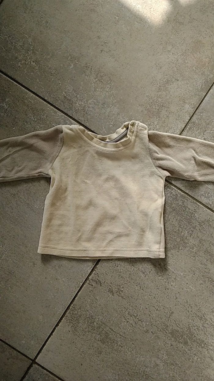 Pull beige marron clair 2/6 mois - photo numéro 3