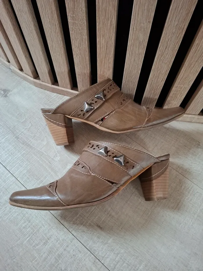 Sabots cuir Trendstyle marrons T 37 - photo numéro 4