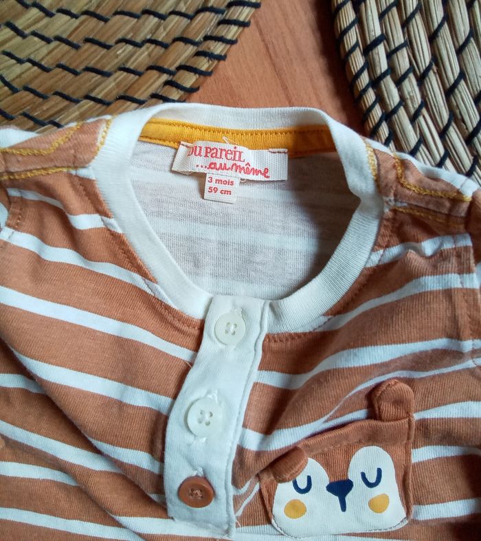 Ensemble pantalon velours moutarde+ tee shirt assorti DPAM taille 3 mois - photo numéro 8