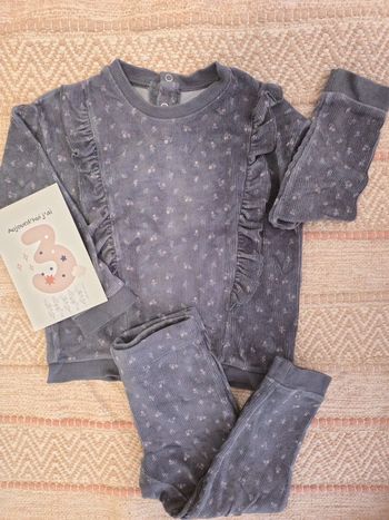 Pyjama velours côtelé gris motif liberty kiabi 36 mois 3 ans
