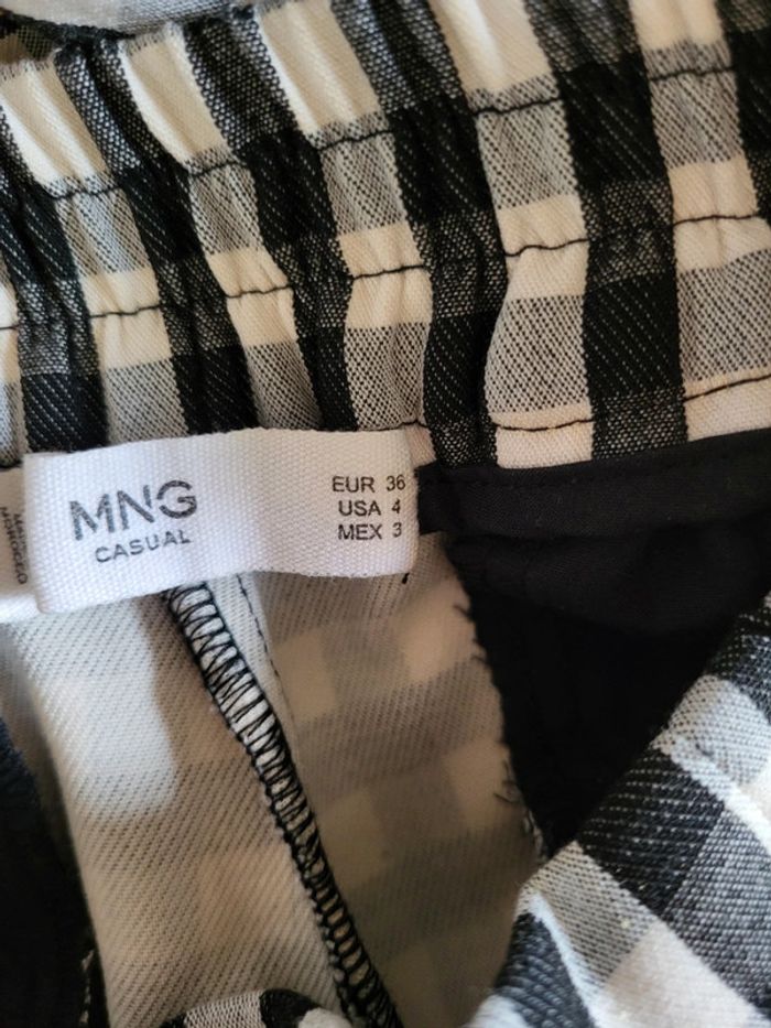 Pantalon crop vichy noir et blanc Mango - Comme neuf - photo numéro 7