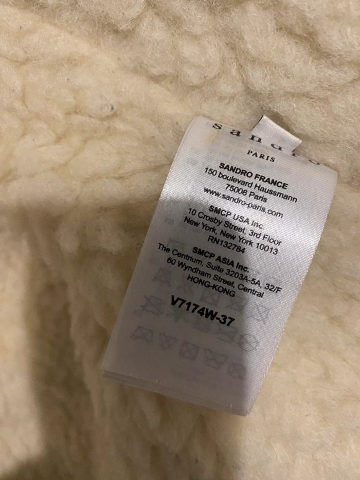 Veste Sandro daim sherpa xs homme - photo numéro 4